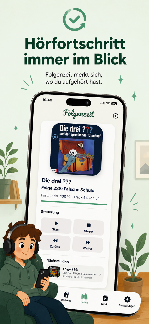 Screenshot der Folgenzeit-App auf einem iPhone